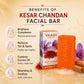 Saffron Sandal Facial Bar with Orange Peel Extract - Lightens Marks- Makes Skin Flawless (6 x 25 gms/0.9 oz)