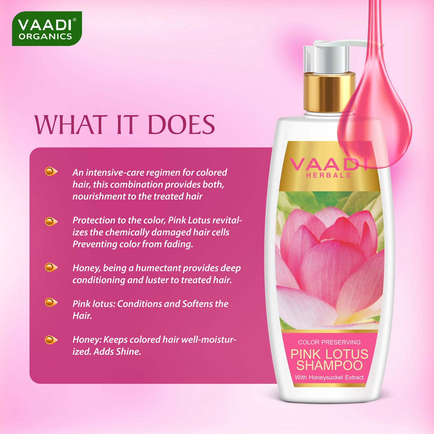 Color Preserving Pink Lotus Shampoo with Honeysuckle Extract - Nourishes Treated Hair - Moisturizes Hair (350ml / 12 fl oz)