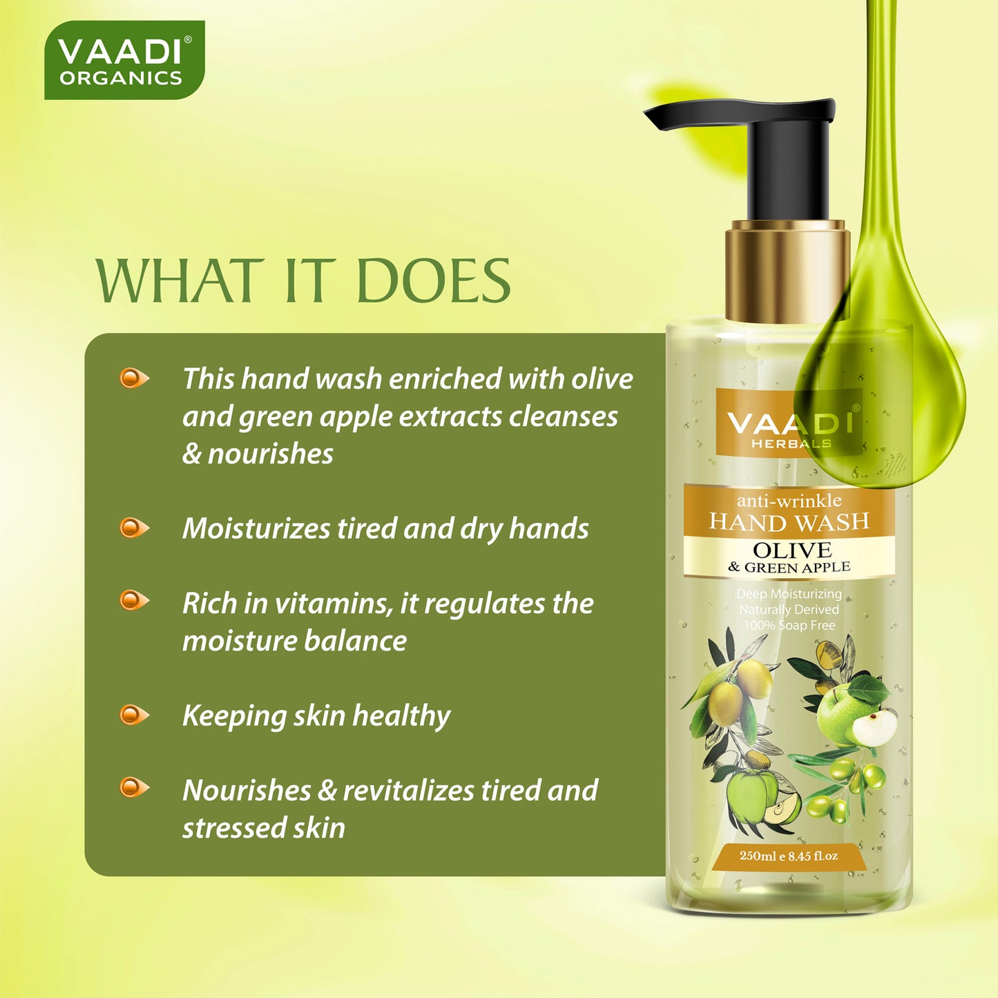 Anti-Wrinkle Olive and Green Apple Hand Wash (250 ml / 8.5 fl oz )