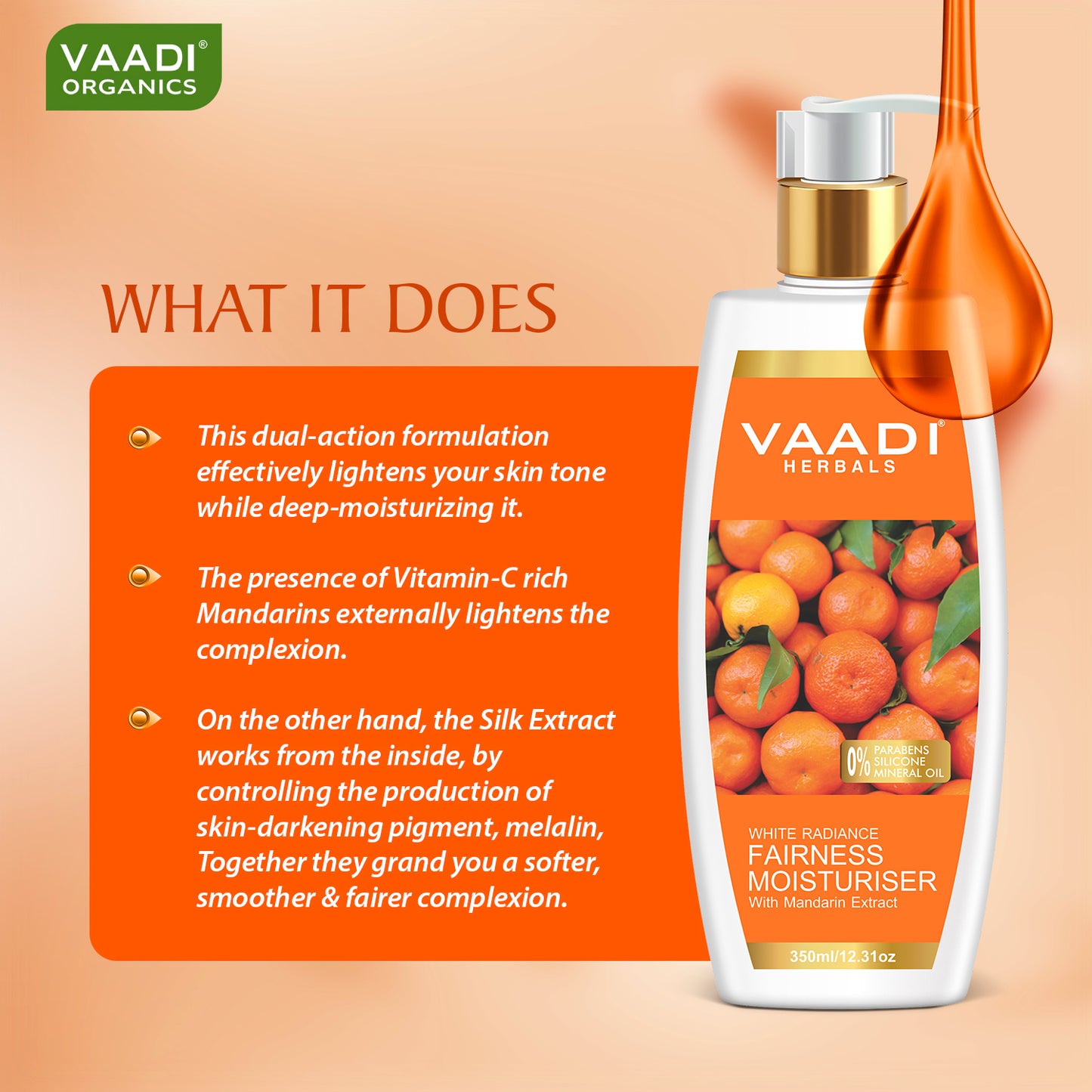 Skin Brightening Lotion with Mandarin Extract - Vitamin C Rich - Get Visibly Fair Skin - Controls Pigmentation (350 ml/ 12 fl oz)