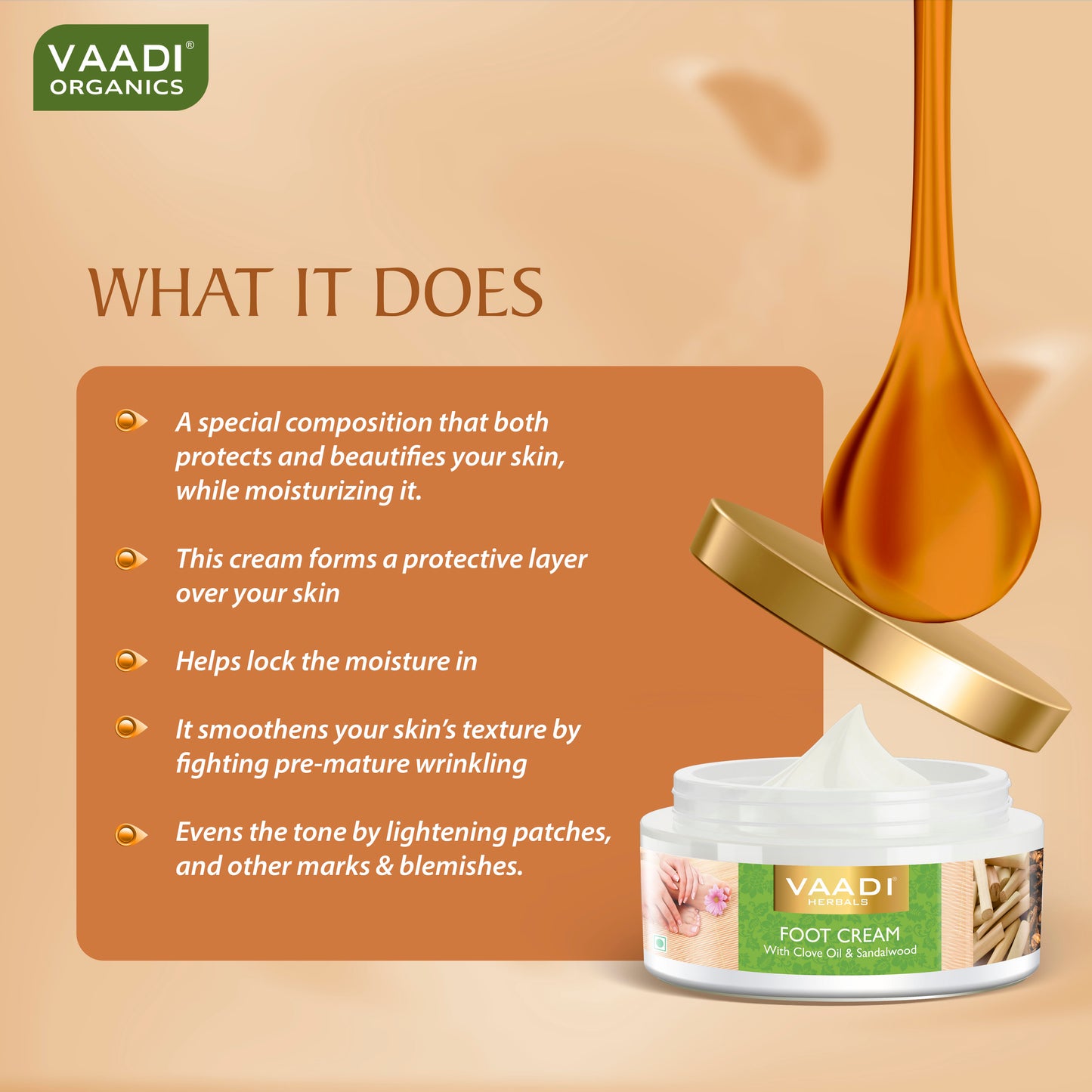 Foot Cream with Clove & Sandalwood Oil - Softens Dry & Cracked Feet - Deep Moisturises (150 gms / 5.3 oz)