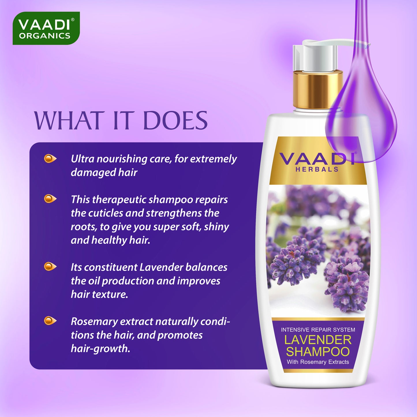 Intensive Repair Lavender Shampoo with Rosemary Extract- Improves Hair Growth - Ultra Nourishing (2 x 350 ml/ 12 fl oz)