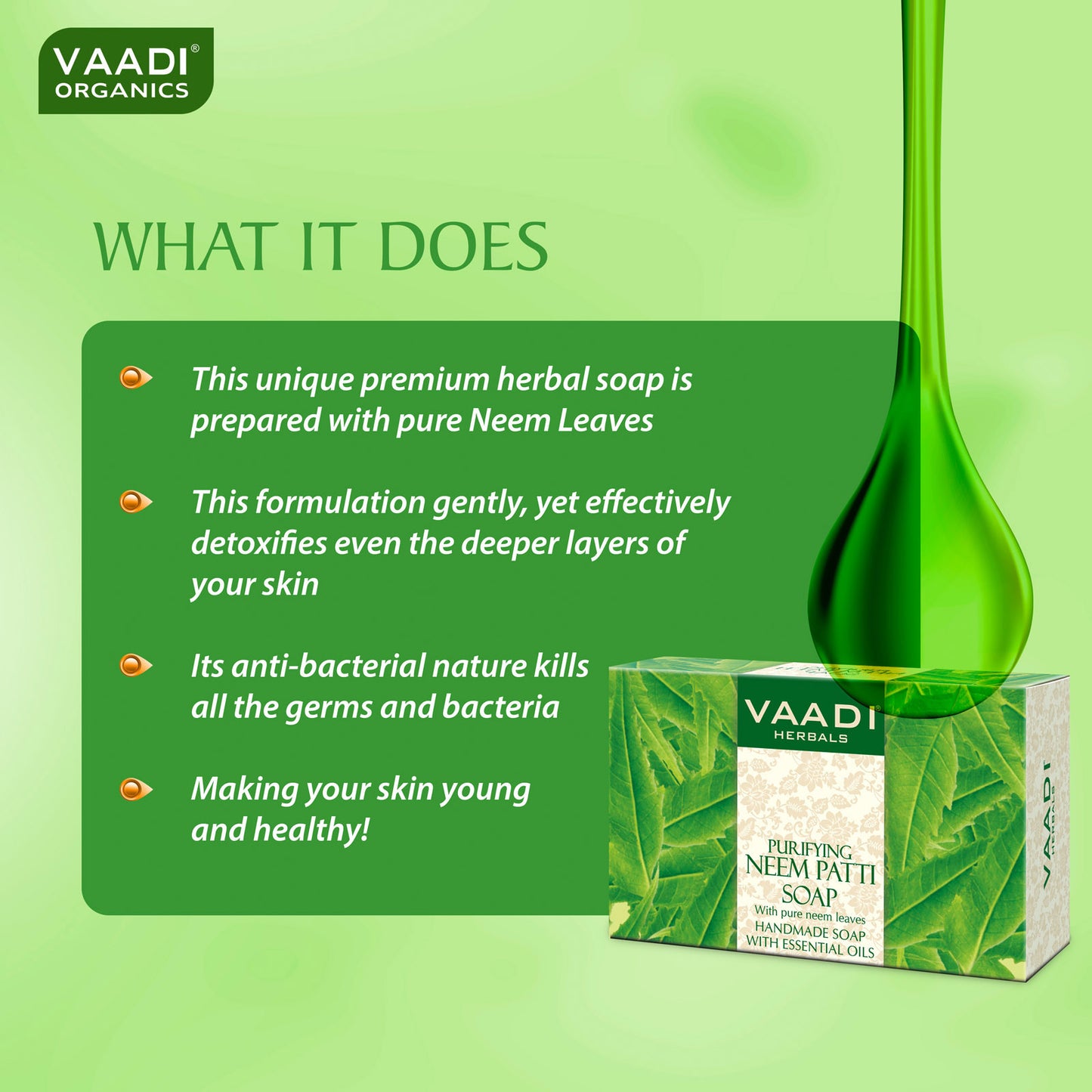 Neem Soap with Pure Neem Leaves - Detoxifies Skin - Prevents Skin Breakouts (75 gms / 2.7 oz)
