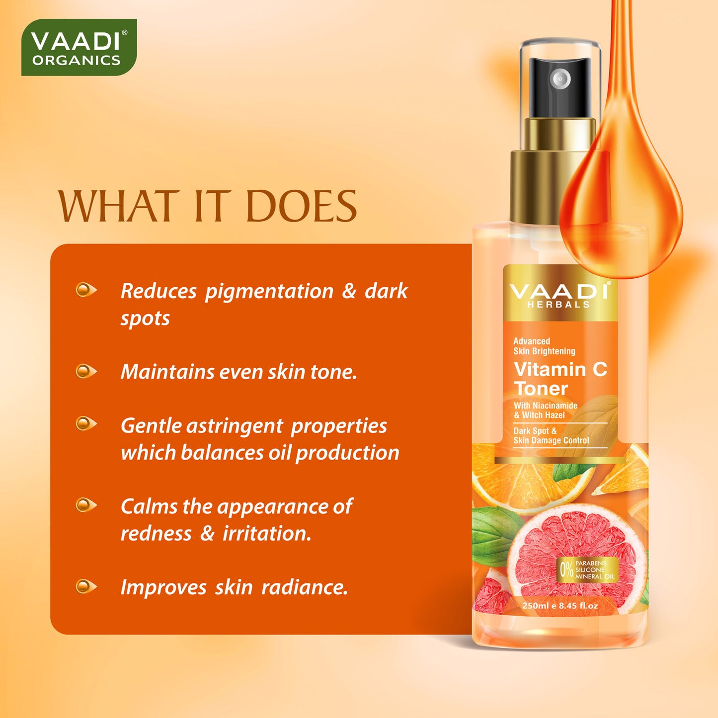 Vitamin C Toner with Niacinamide & Witch Hazel - Dark Spot & Skin Damage Control (250 ml/8.45 fl oz)