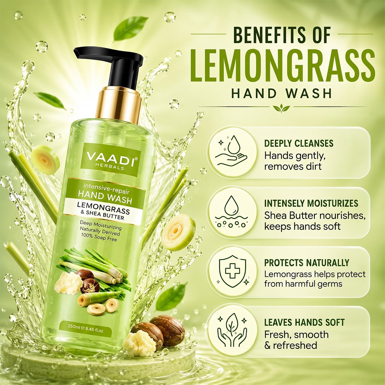 Pack of 3 Intensive-Repair Lemongrass & Shea Butter Hand Wash (3 x 250 ml / 8.5 fl oz )