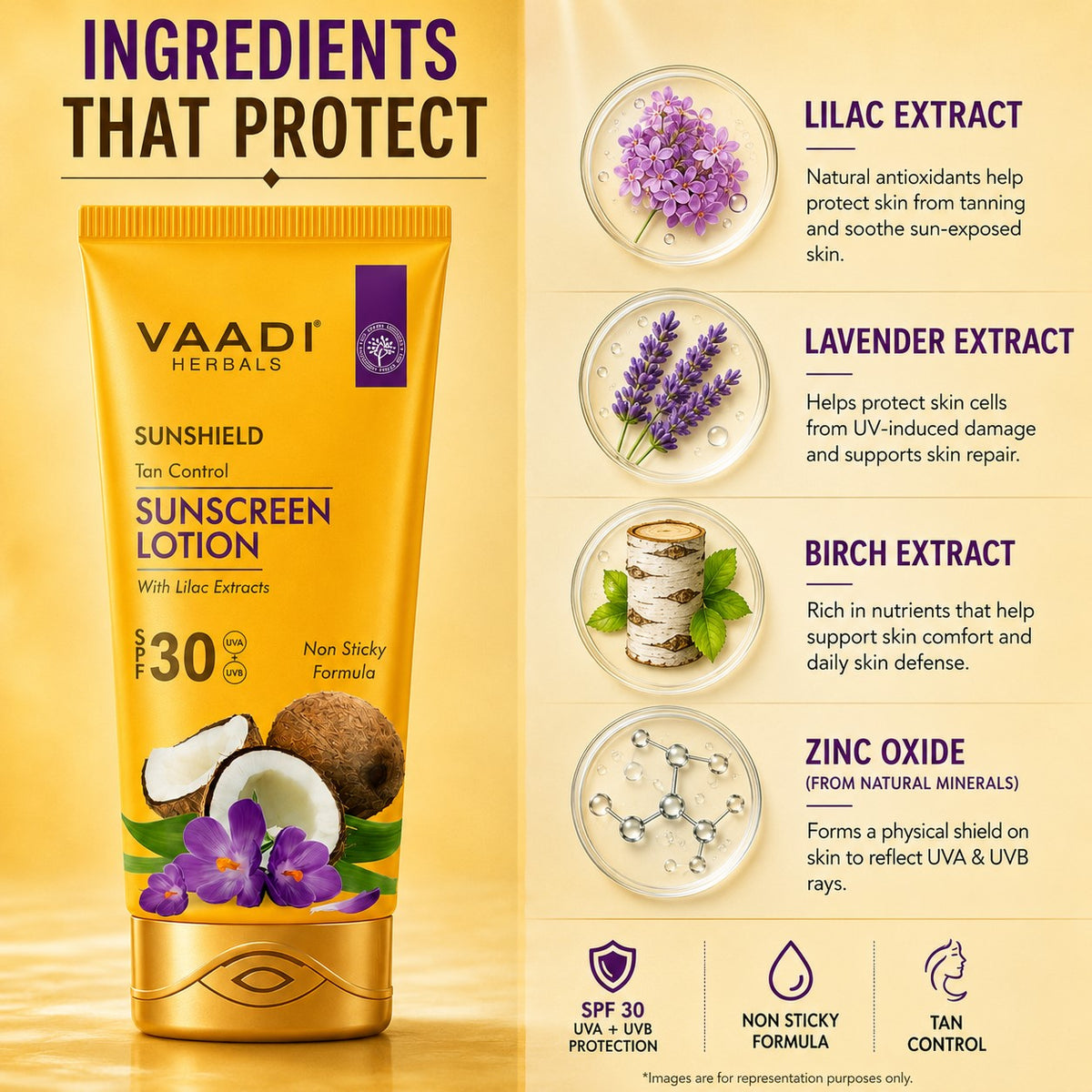 Sunscreen Lotion SPF 30 wth Lilac Extract - Anti oxidant Rich - Long Lasting - Protects from Sun Tan (110 ml / 4 fl oz)