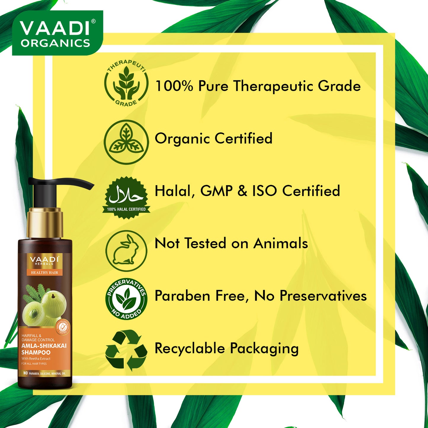 Hairfall & Damage Control Shampoo (Indian Gooseberry Extract) - Promotes Hair Growth - Adds Shine to Hair (110 ml/4 fl oz)