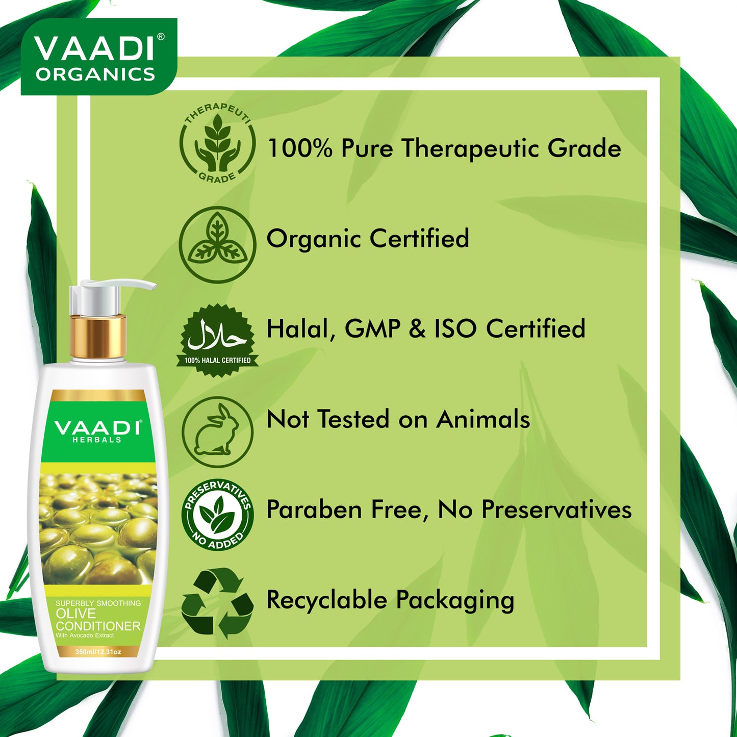 Superbly Smoothing Heena Shampoo with Green Tea Extract - Multi Vitamin Rich Olive Conditioner with Avocado Extract (2 x 350 ml/ 12 fl oz)