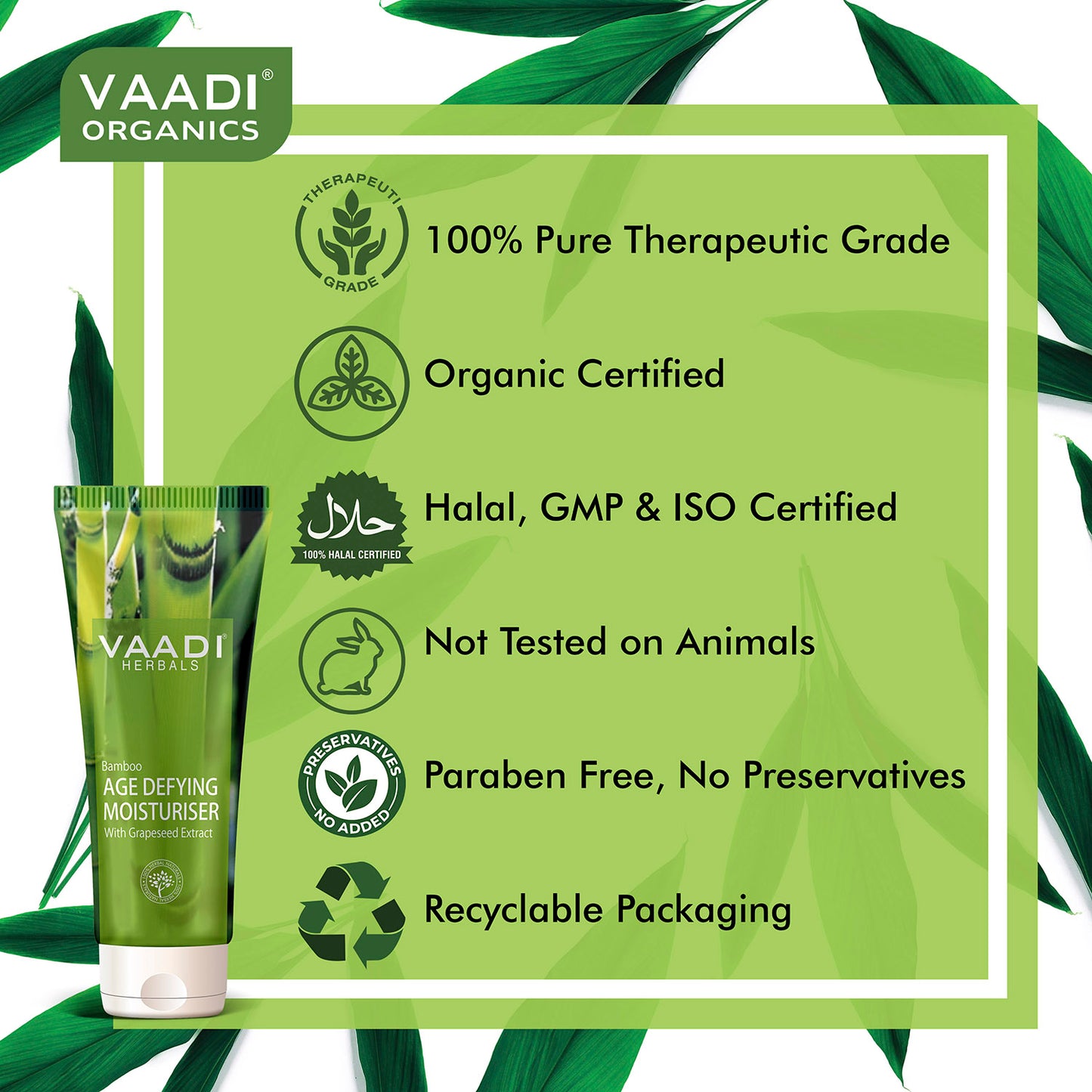 Bamboo Age Defying Moisturiser with Grapeseed Extract - Anti Oxidant Rich - Keeps Skin Firm - Delays Wrinkles (60 ml/ 2.1 fl oz)