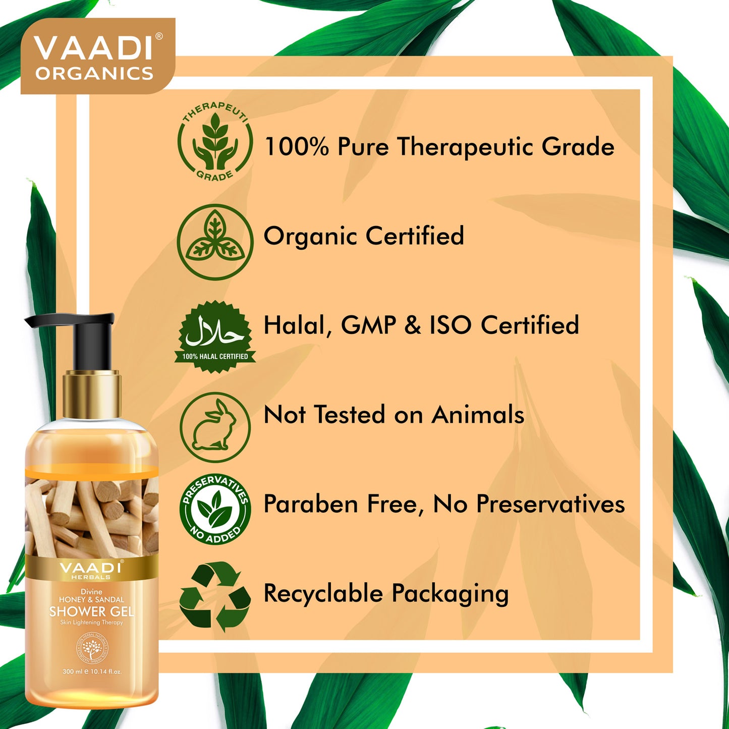 Divine Honey & Sandal Shower Gel- Skin Toning Therapy - Makes Skin Flawless (300 ml / 10.2 fl oz) (Buy 1 Get 1 Free)