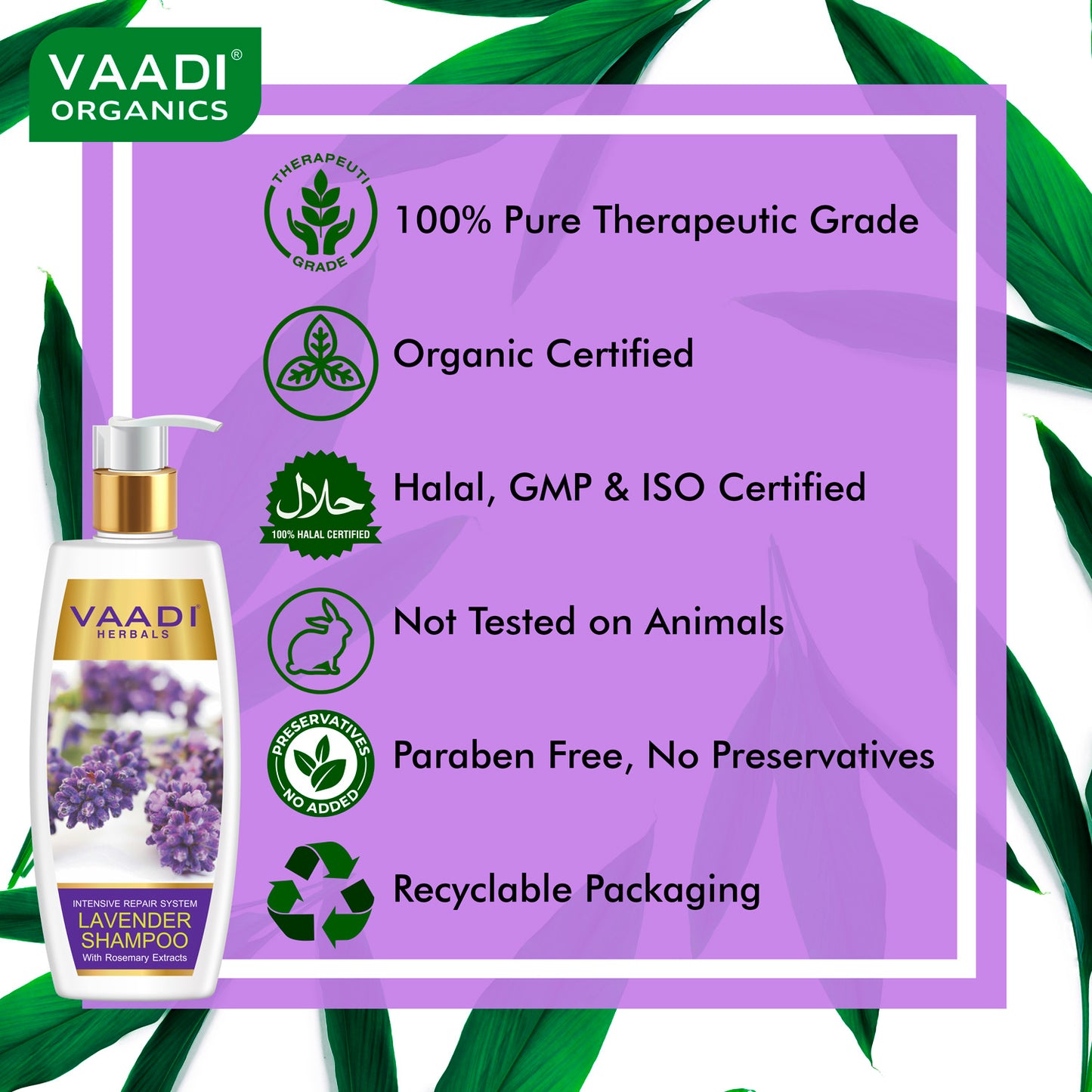 Intensive Repair Lavender Shampoo with Rosemary Extract- Improves Hair Growth - Ultra Nourishing (2 x 350 ml/ 12 fl oz)