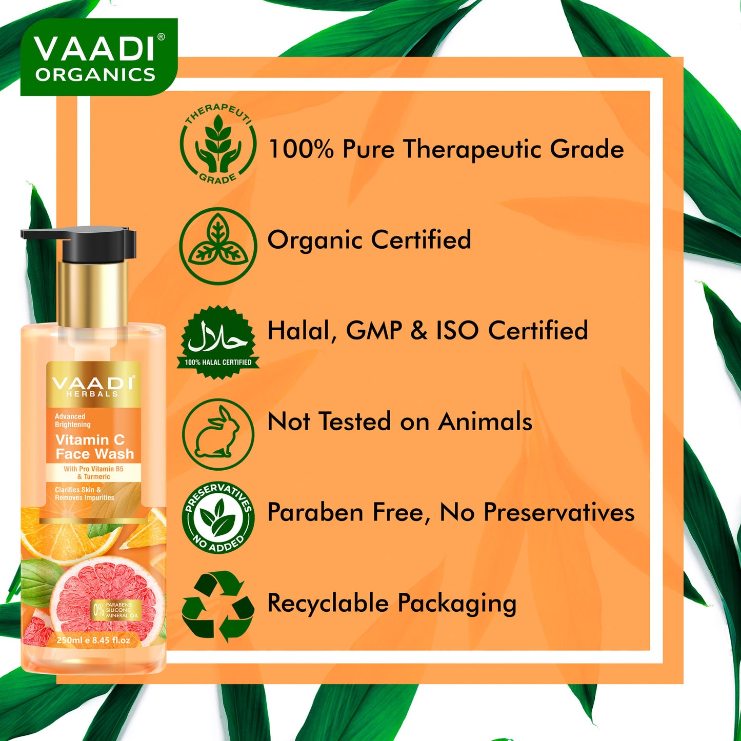 Advanced Brightening Vitamin C Face Wash With Pro Vitamin B5 & Turmeric (250 ml / 8.5 fl oz)