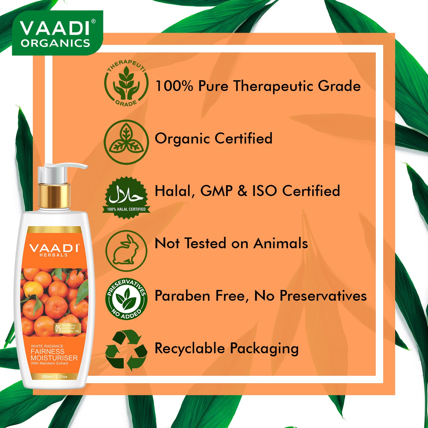 Skin Brightening Lotion with Mandarin Extract - Vitamin C Rich - Get Visibly Fair Skin - Controls Pigmentation (350 ml/ 12 fl oz)