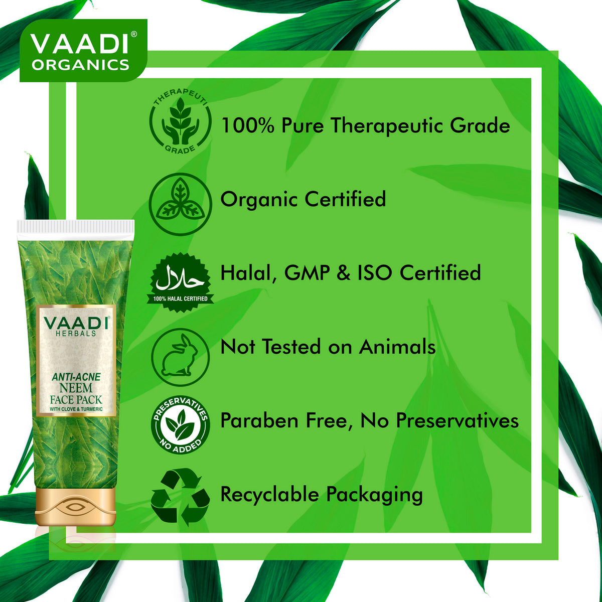 Neem Face Pack with Clove & Turmeric - Removes Acne and Pigmentation Marks - Clears Impurities and Soothes Skin (120 gms / 4.3 oz) (Buy 1 Get 1 Free)