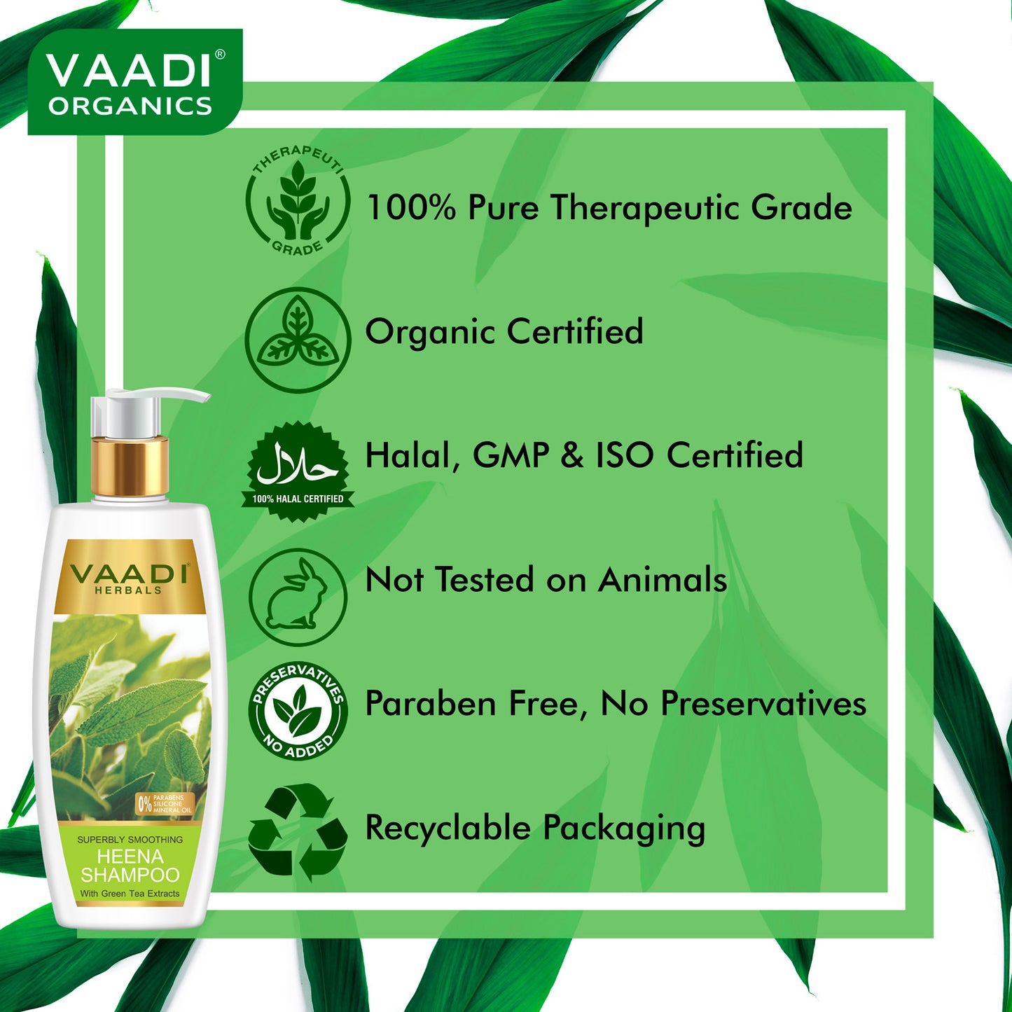 Superbly Smoothing Heena Shampoo with Green Tea Extract - Multi Vitamin Rich Olive Conditioner with Avocado Extract (2 x 350 ml/ 12 fl oz)