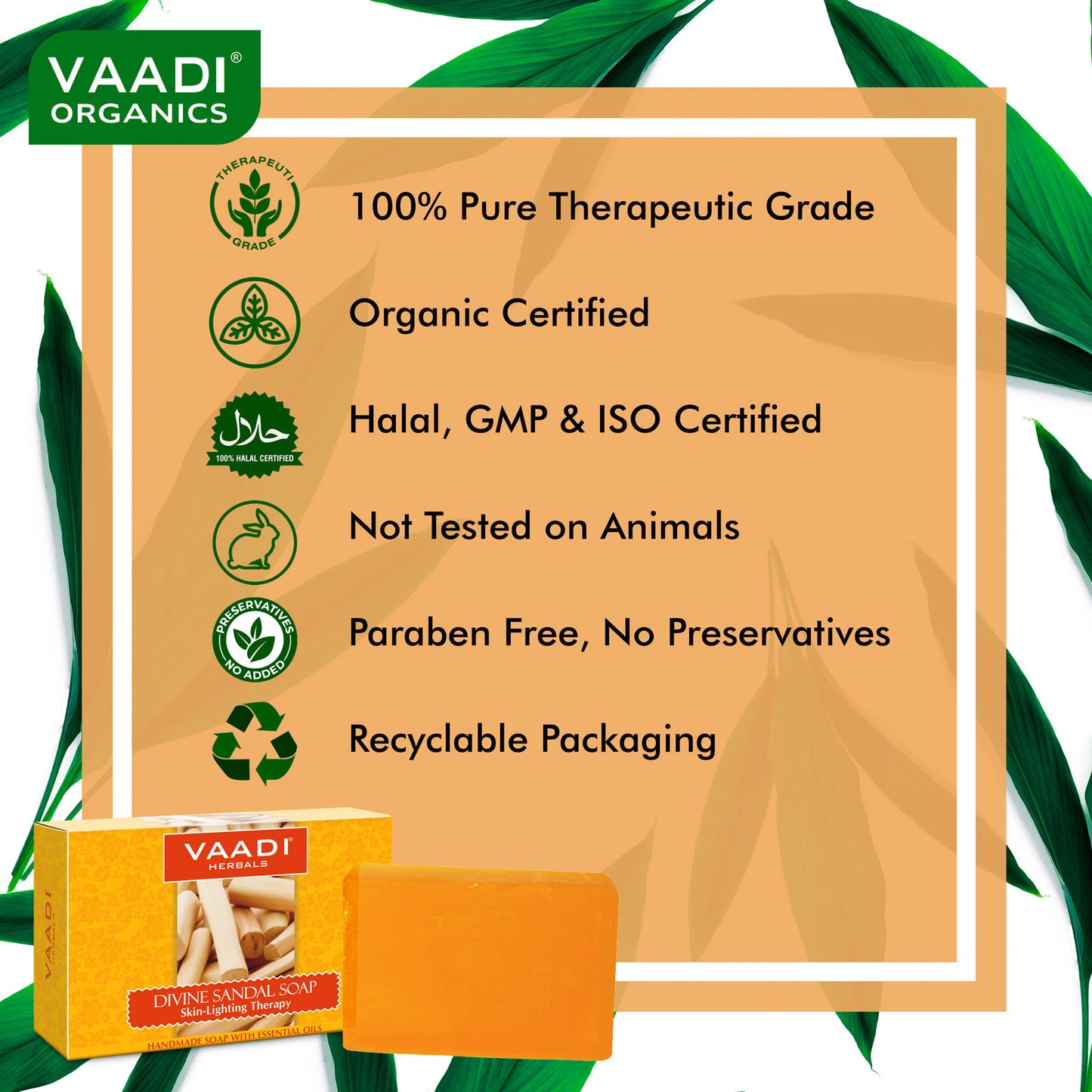 Divine Sandal Soap with Turmeric - Skin Brightening Therapy - Reduce Tan & Blemishes (75 gms / 2.7 oz)