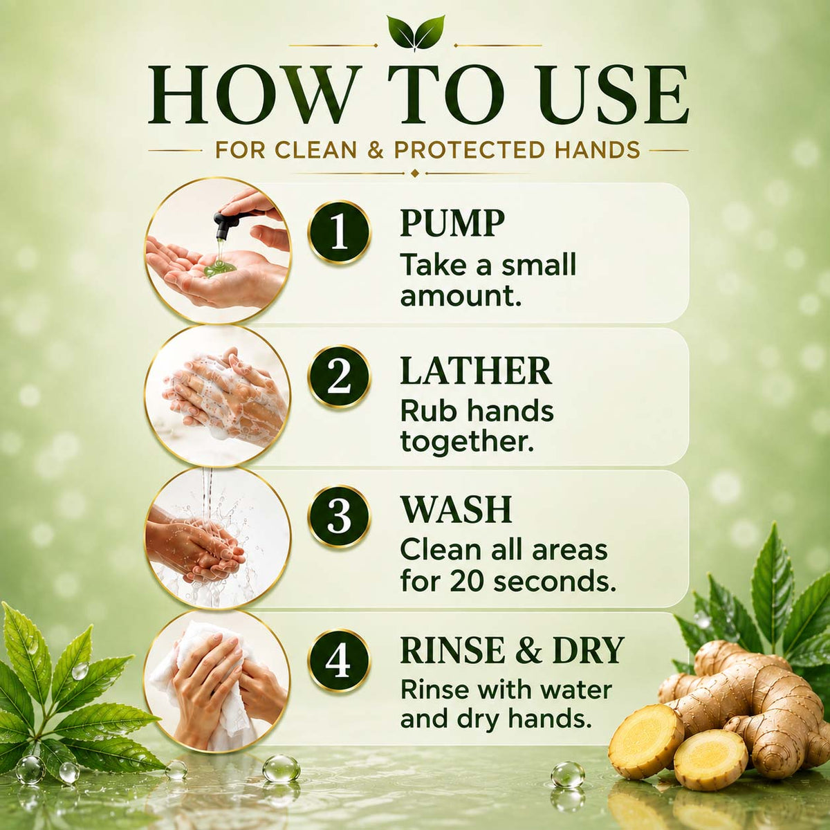 Anti-Bacterial Neem Oil & Ginger Hand Wash (250 ml / 8.5 fl oz )