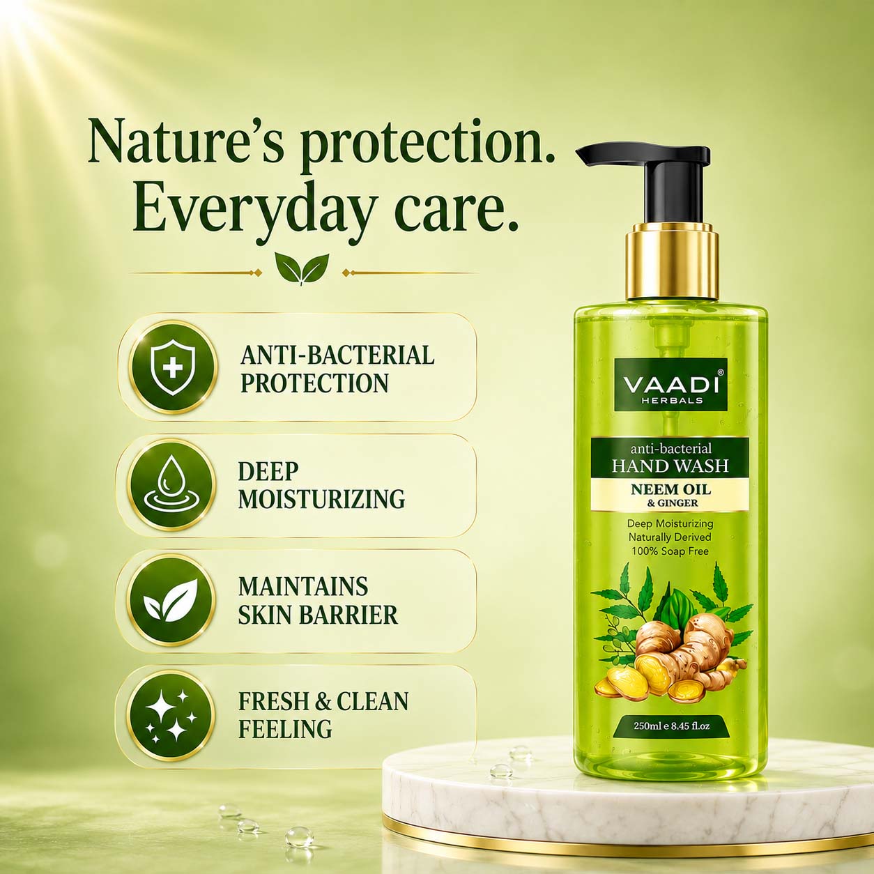 Anti-Bacterial Neem Oil & Ginger Hand Wash (250 ml / 8.5 fl oz )