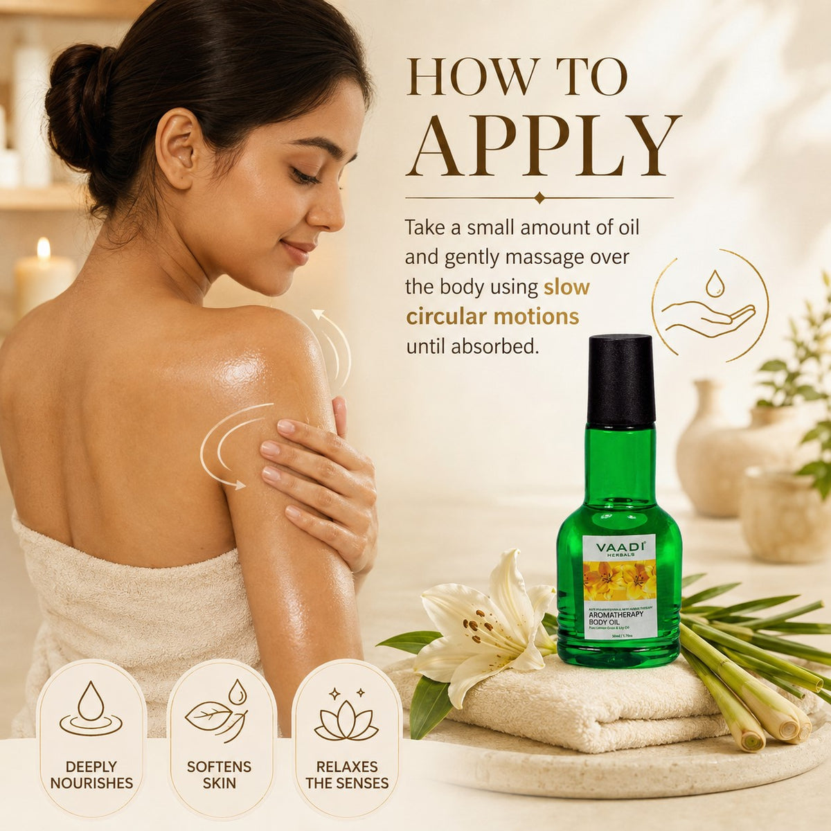 Lemongrass Oil with Lily Extract - Aromatherapy - Strengthens Bones - Relieves Headache- Heals Skin (110 ml/4 fl oz)