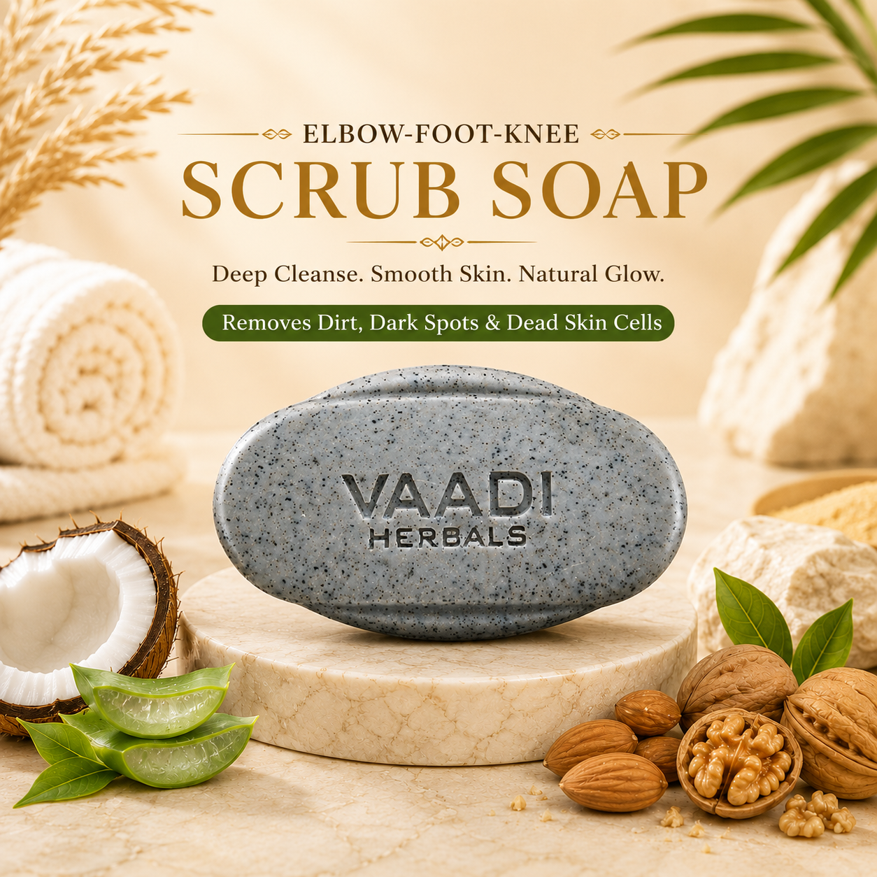 Elbow Foot Knee Scrub Soap with Almond & Walnut - Removes Dead Skin - Makes Skin Soft (3 x 75 gms / 2.7 oz)