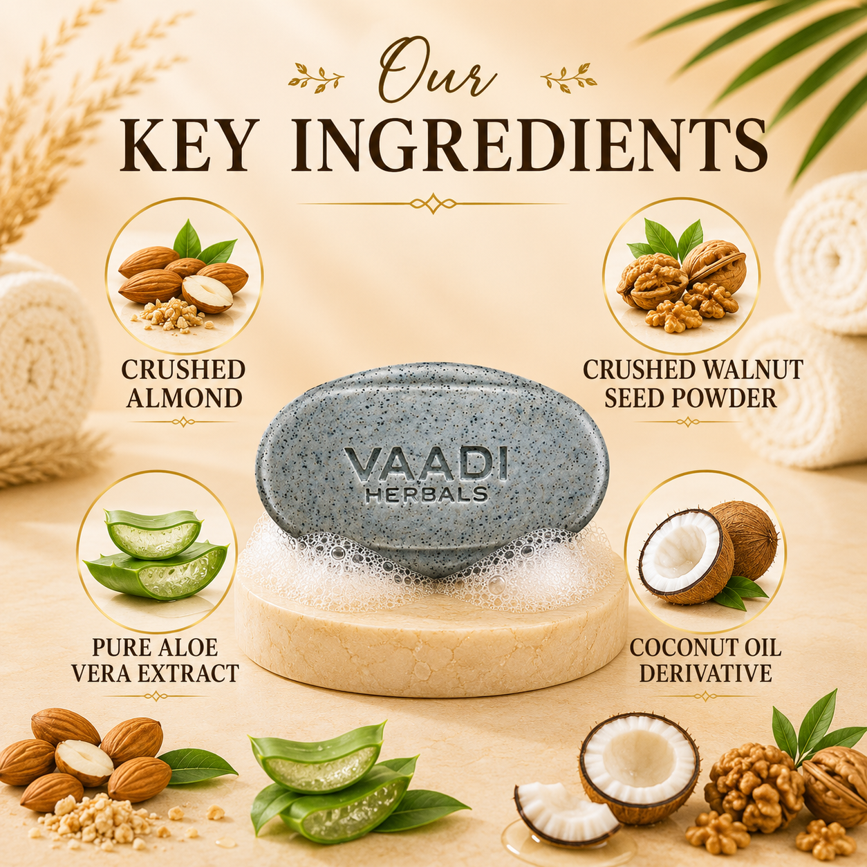 Elbow Foot Knee Scrub Soap with Almond & Walnut - Removes Dead Skin - Makes Skin Soft (3 x 75 gms / 2.7 oz)