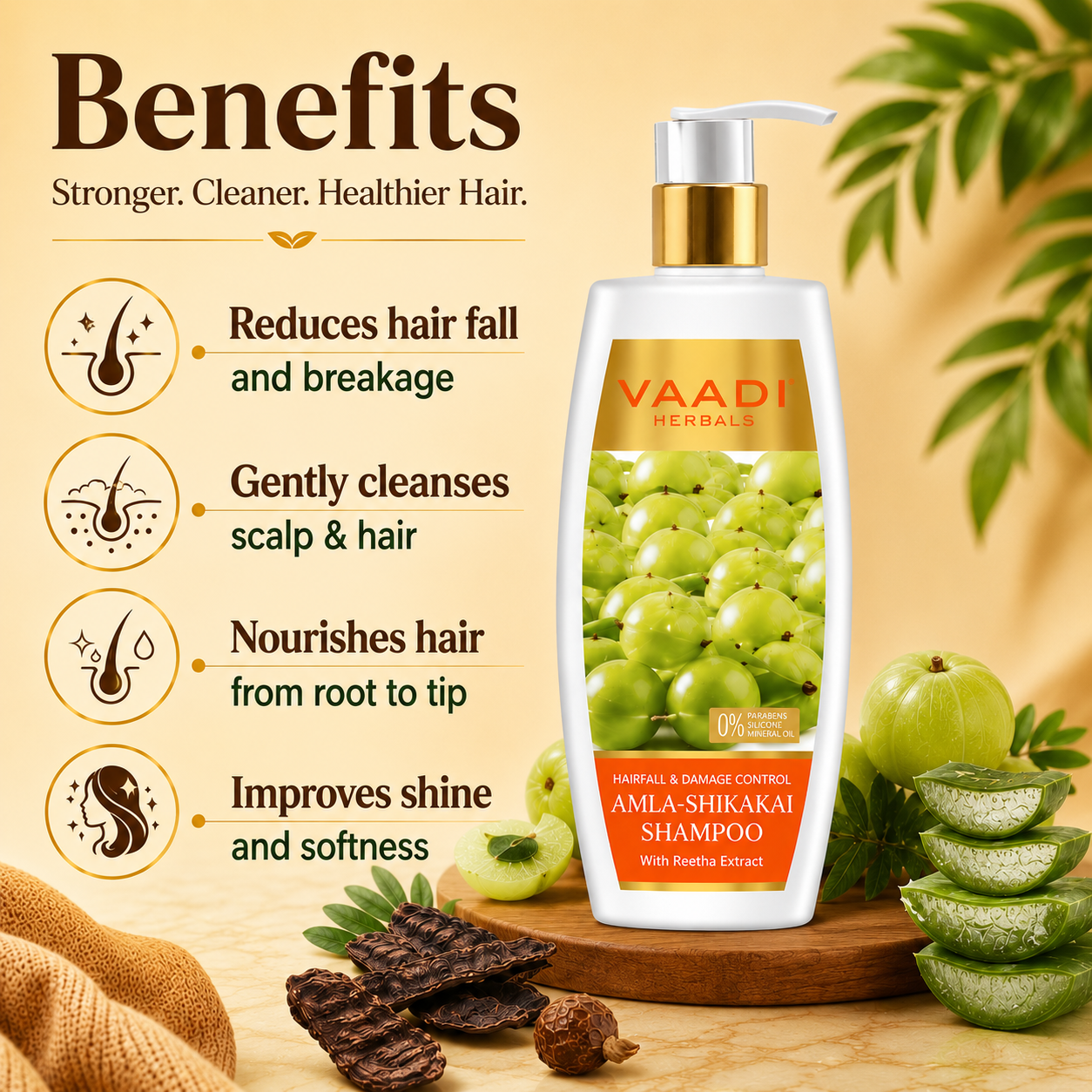 Hairfall & Damage Control Shampoo (Indian Gooseberry Extract) - Promotes Hair Growth - Adds Shine to Hair (350 ml/12 fl oz)