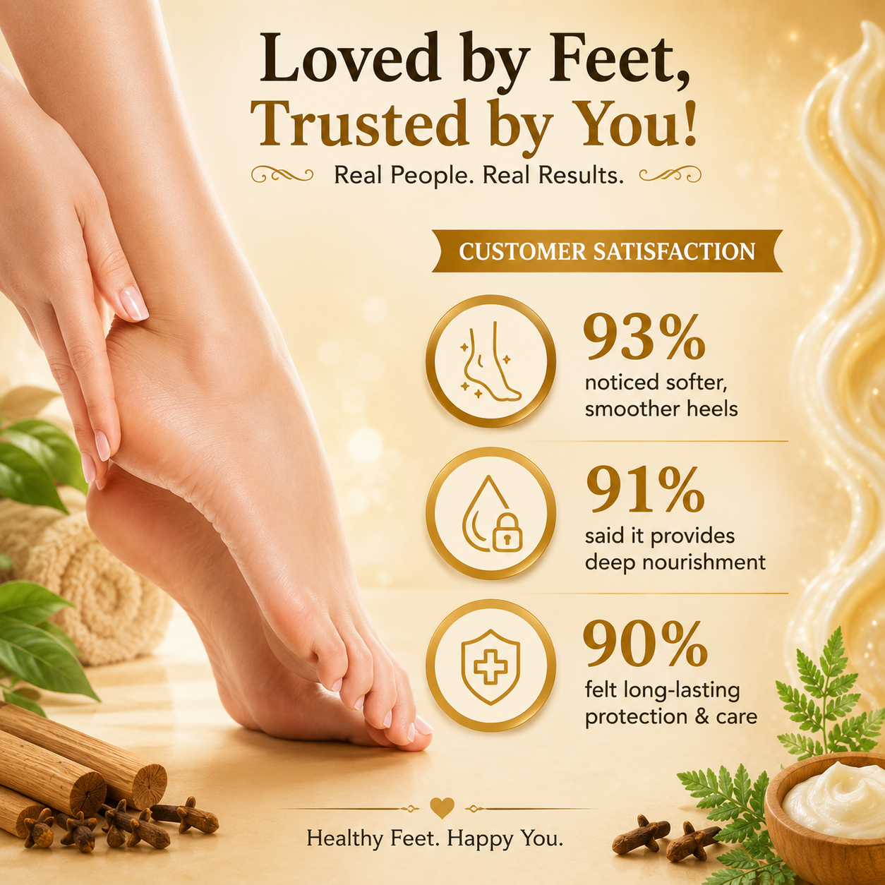 Foot Cream with Clove & Sandalwood Oil - Softens Dry & Cracked Feet - Deep Moisturises (500 gms / 17.7 oz)