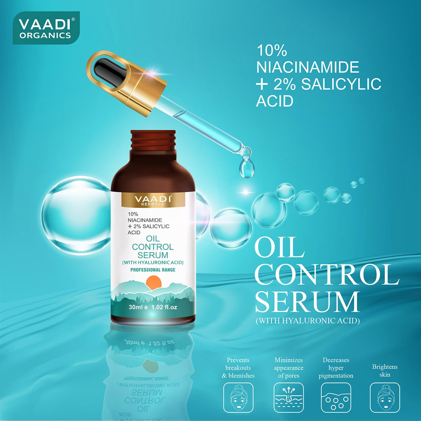 Organic Oil Control Serum With 10 % Niacinamide & 2% Salicylic Acid (30 ml)