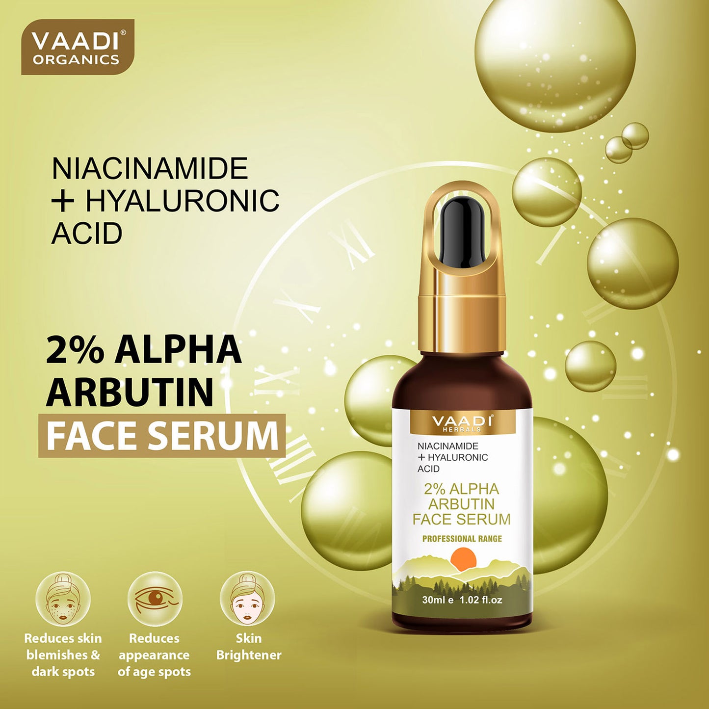 2% Alpha Arbutin Organic Face Serum With Niacinamide & Hyaluronic Acid (30 ml)
