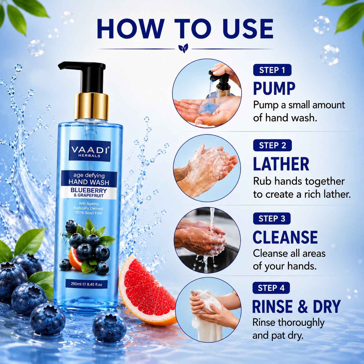 Pack of 3 Age Defying Blueberry & Grapefruit Hand Wash (3 x 250 ml / 8.5 fl oz )