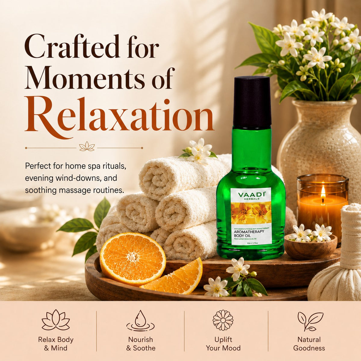 Lemongrass Oil with Lily Extract - Aromatherapy - Strengthens Bones - Relieves Headache- Heals Skin (110 ml/4 fl oz)