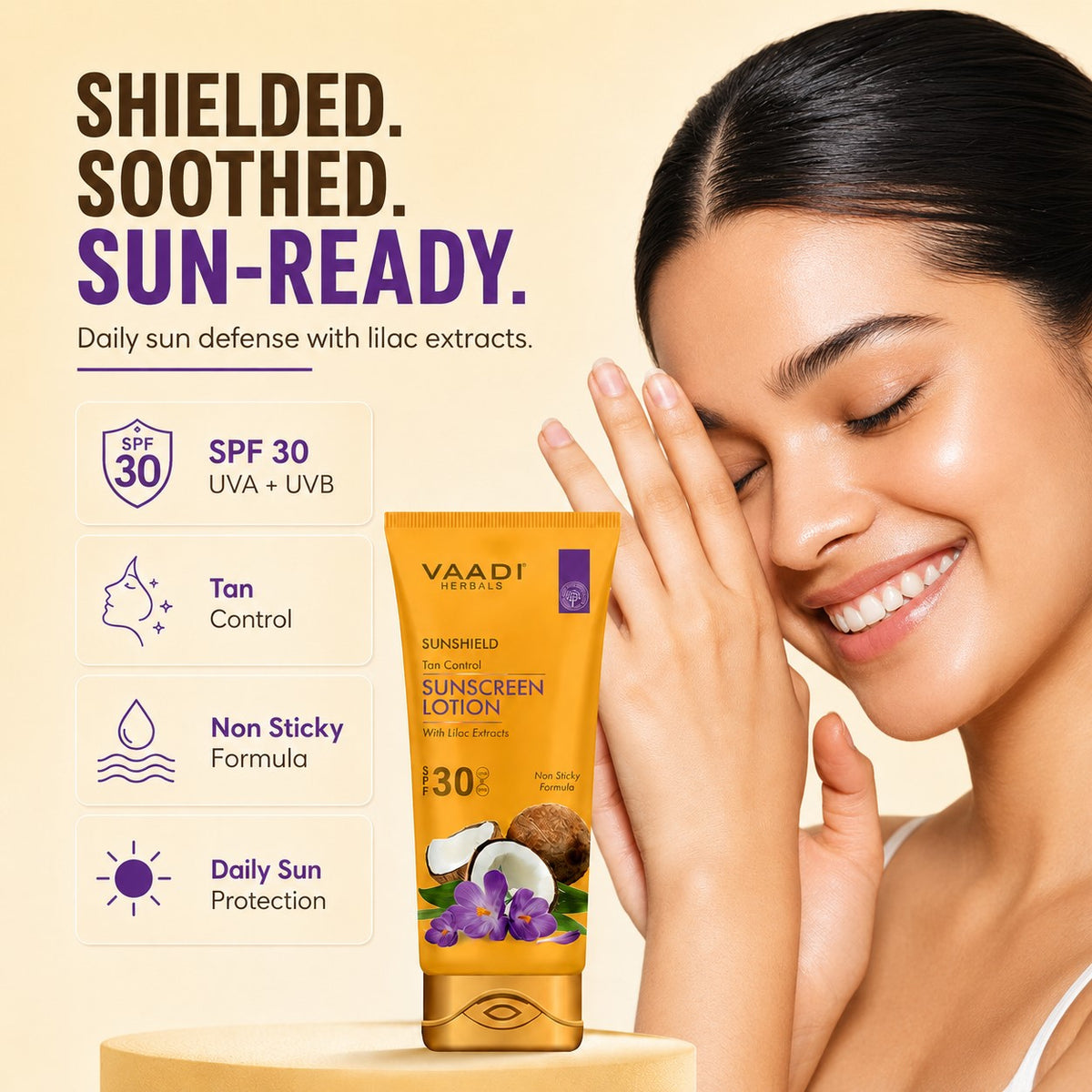 Sunscreen Lotion SPF 30 wth Lilac Extract - Anti oxidant Rich - Long Lasting - Protects from Sun Tan (110 ml / 4 fl oz)