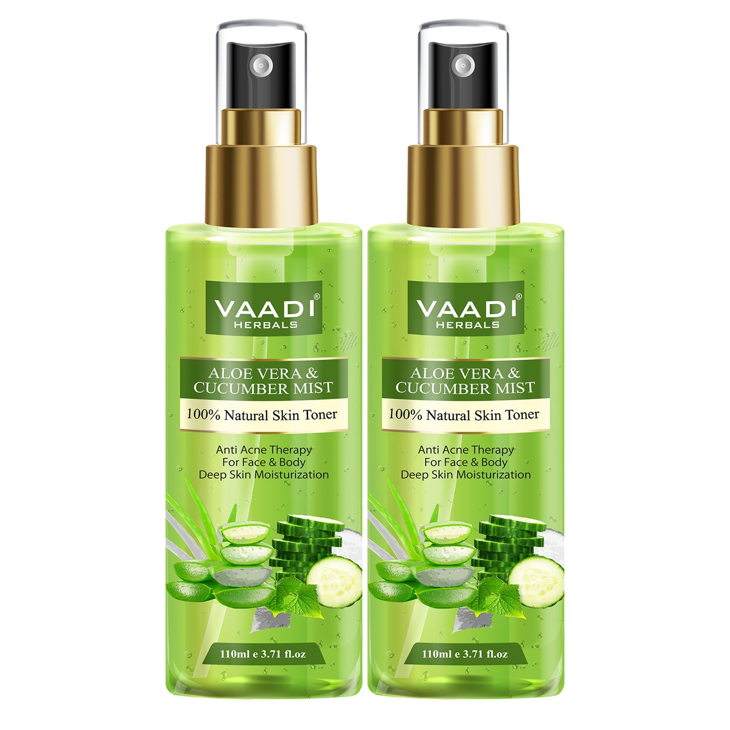 Aloe Vera & Cucumber Mist - 100% Natural Skin Toner (2 x 110 ml / 4 fl oz)