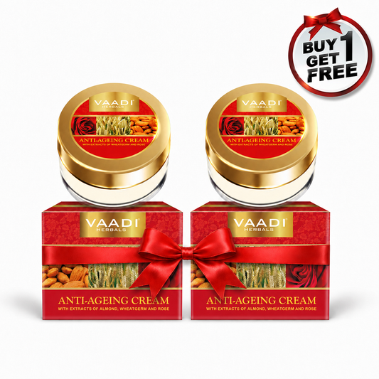 Anti Ageing Cream with Almond, Wheatgerm - Boosts Collagen & Delays Wrinkles - Keeps Skin Soft & Youthful (30 gms / 1.1 oz) (Buy 1 Get 1 Free)