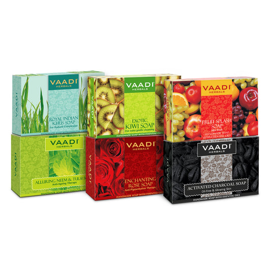 Assorted Pack of 6 Luxurious Organic Handmade Soaps (6 X 75gms/2.7 oz)