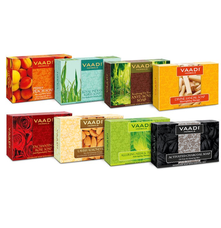 Assorted Pack of 8 Luxurious Organic Handmade Soaps (8 X 75gms/2.7 oz)