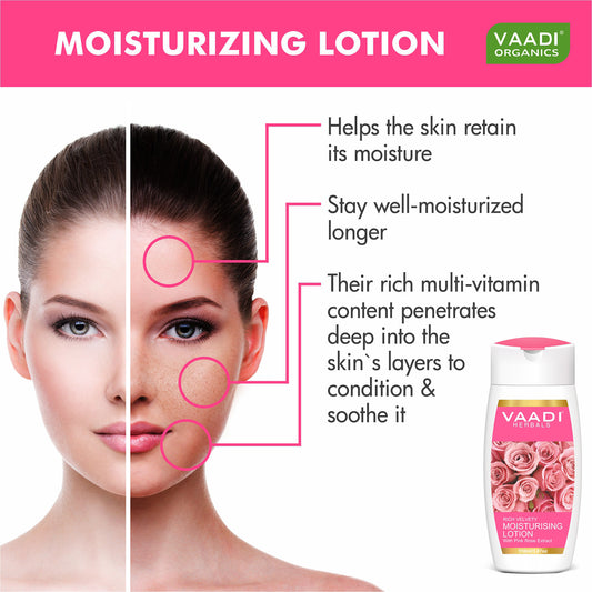 Rich Velvety Moisturising Lotion with Pink Rose Extract - Retains Moisture in Skin - Makes Skin Velvety Soft (3 x 110 ml / 4 fl oz)