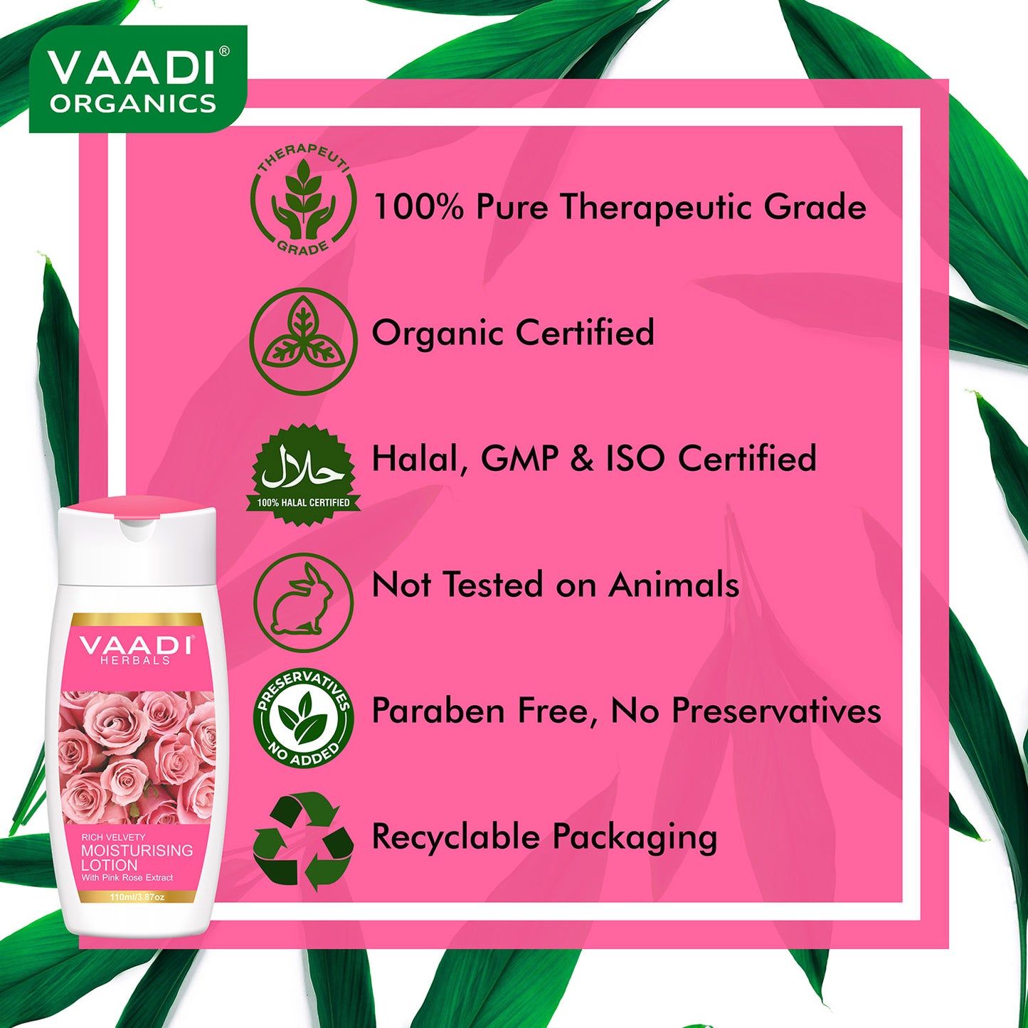 Rich Velvety Moisturising Lotion with Pink Rose Extract - Retains Moisture in Skin - Makes Skin Velvety Soft (3 x 110 ml / 4 fl oz)