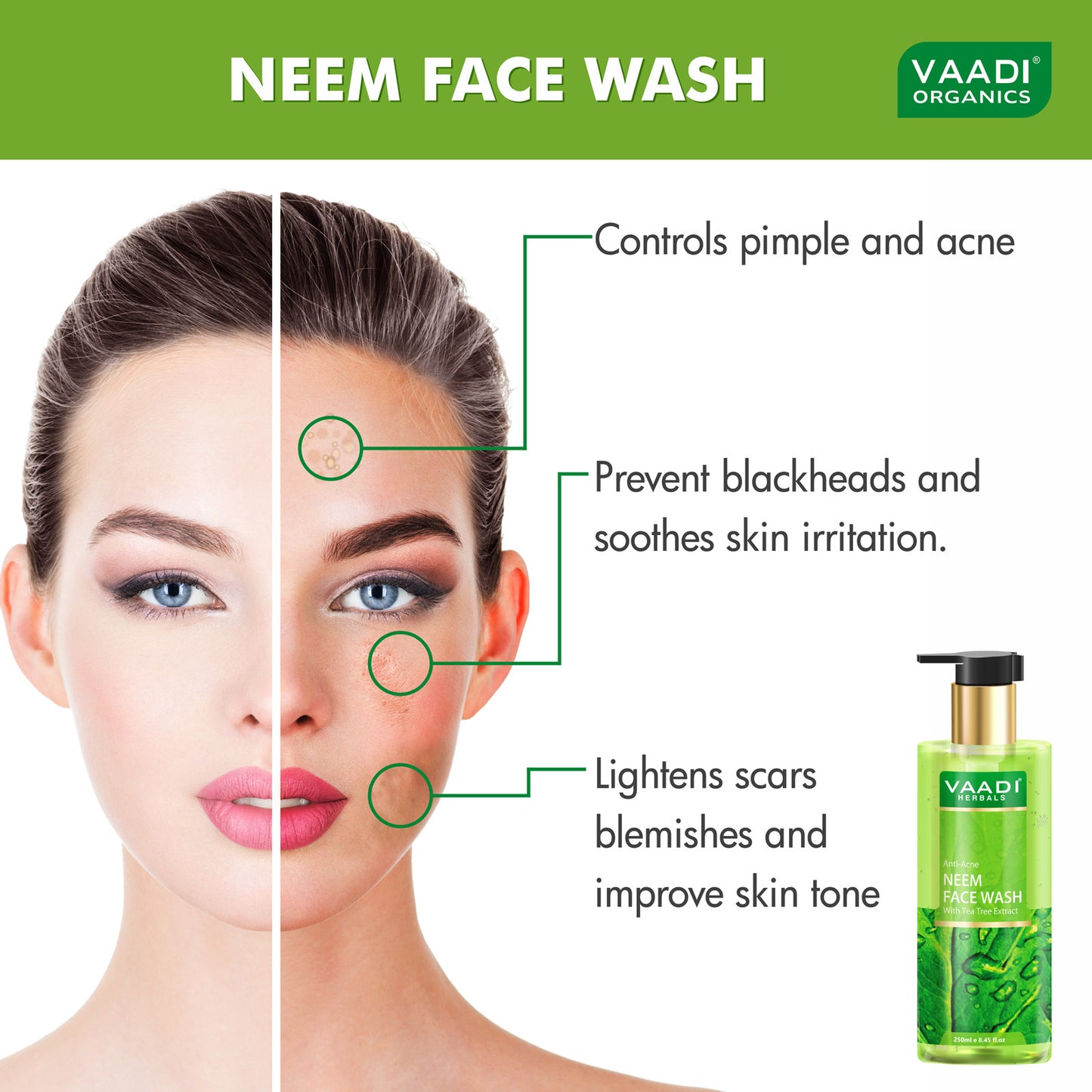 Anti-Acne Neem Face Wash With Tea Tree Extract (2 x 250 ml/8.45 fl oz)