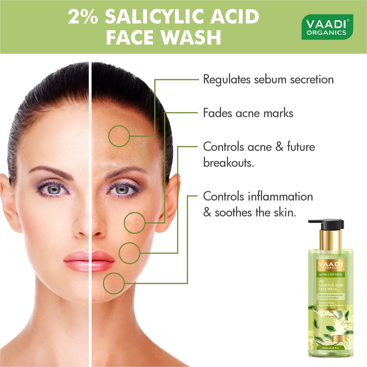 2% Salicylic Acid Face Wash with AHA, Niacinamide| For Oily Skin|Acne Control|Reduces pimples and breakouts|No Parabens,Mineral,Silicone| Face Wash for Women & Men (250 ml)