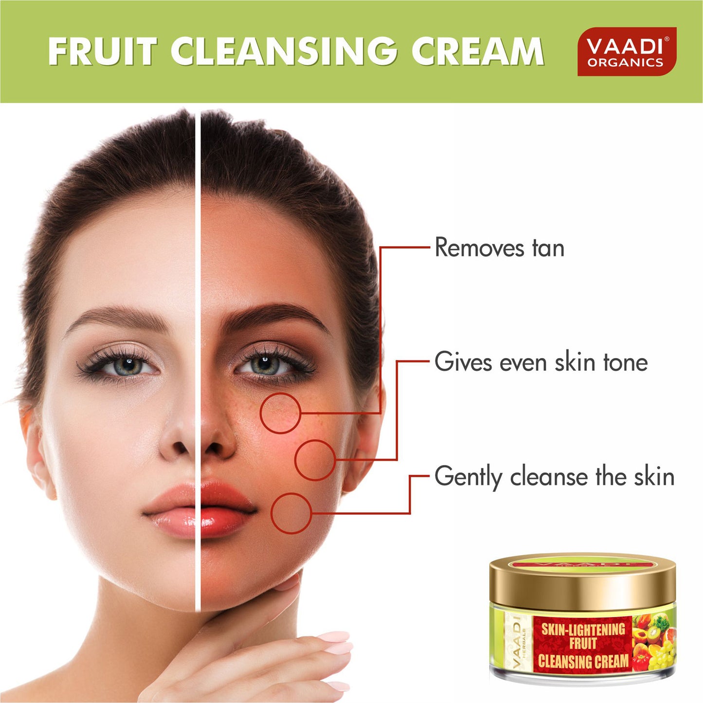 Skin Brightening Fruit Cleansing Cream with Orange Extract & Turmeric - Removes Sun Tan - Brighten Complexion (50 gms /2oz)