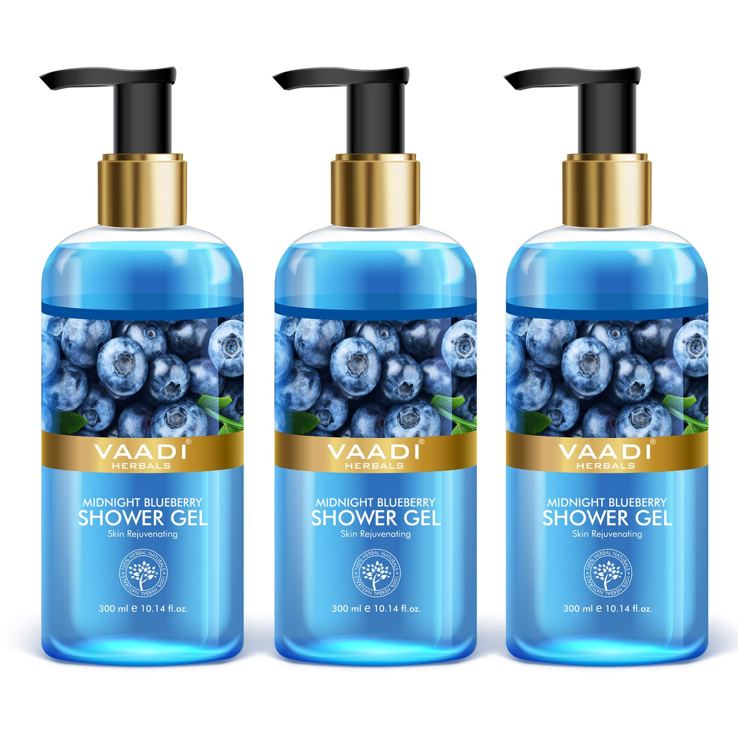 Midnight Organic Blueberry Shower Gel - Skin Tightening Therapy - Prevents Pre-Mature Ageing (3 x 300 ml / 10.2 fl oz)