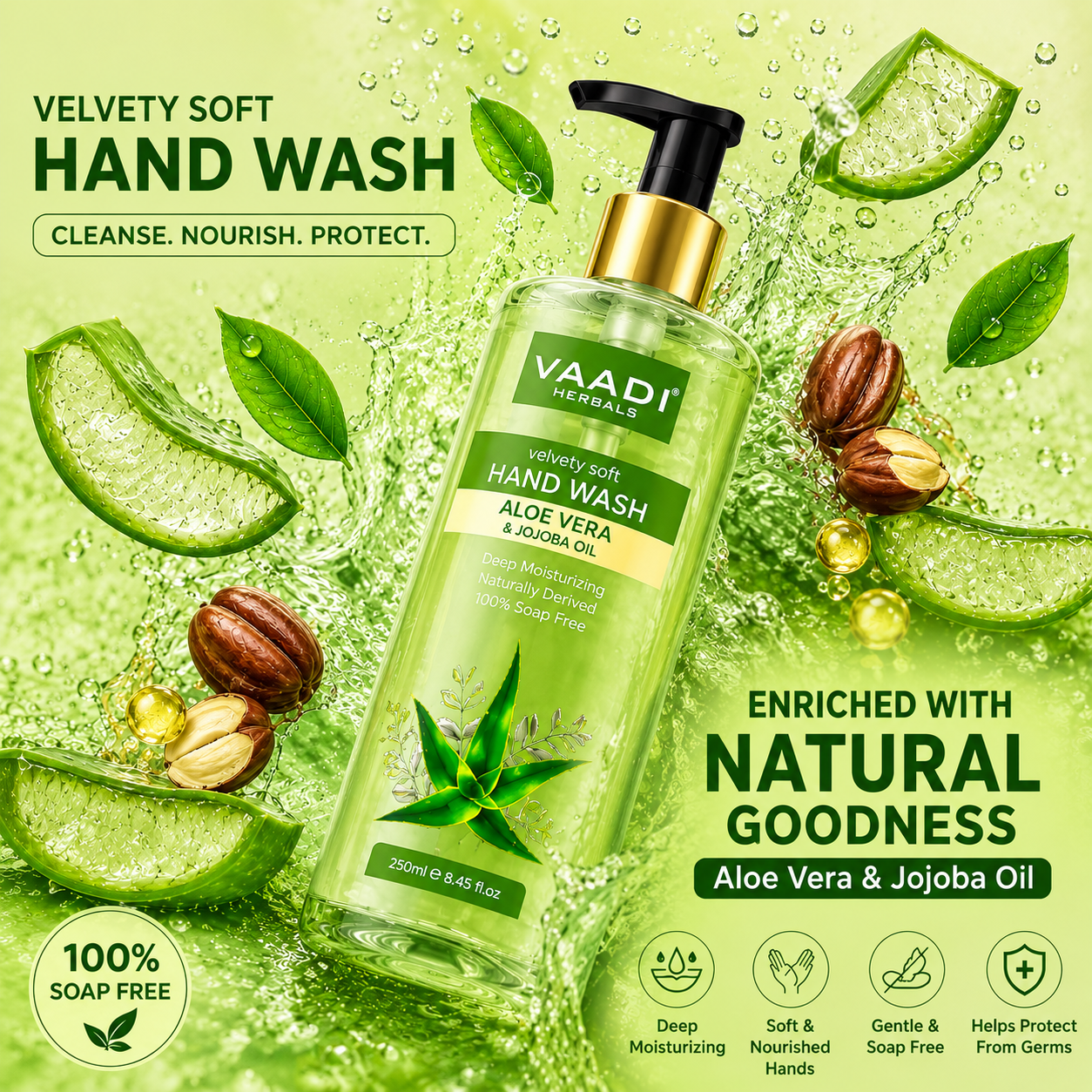 Velvety Soft Aloe Vera & Jojoba Oil Hand Wash (250 ml / 8.5 fl oz )