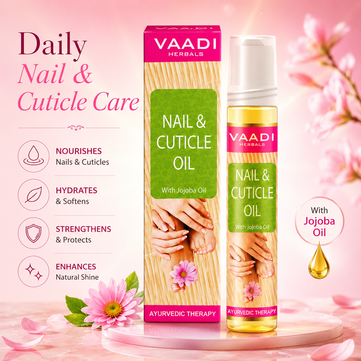 Nail & Cuticle Oil with Jojoba Oil - Heals Redness & Pain - Strengthens Thin & Brittle Nails (10 ml/ 0.4 fl oz)