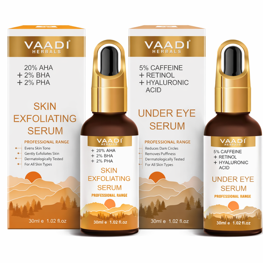 GLOWING FACE SET - AM PM COMBO- Skin Exfoliating Serum With Vitamin C Serum Combo (2 x 30 ml/ 1.2 fl oz)