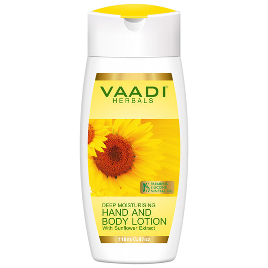 Hand & Body Lotion with Sunflower Extract - Enhances Water Retention in Skin - Keeps Skin Soft (110 ml/4 fl oz)