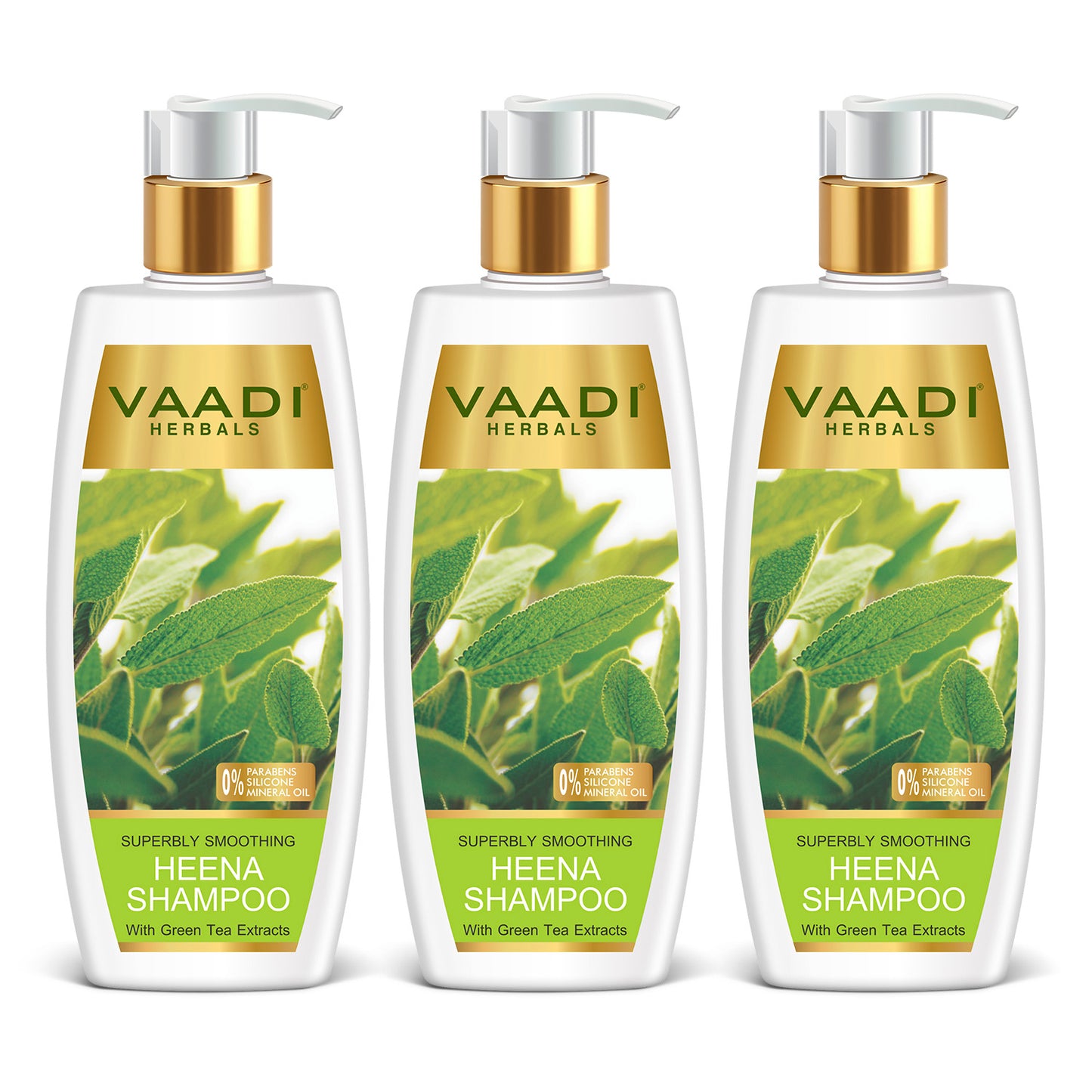 Superbly Smoothing Heena Shampoo with Green Tea Extract - Controls Dry Frizzy Hair - Strengthens Hair (3 x 350 ml/12 fl oz)