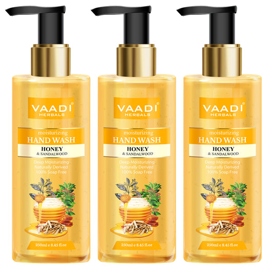 Pack of 3 Deep Moisturizing Organic Honey & Sandal Hand Wash (3 x 250 ml / 8.5 fl oz )