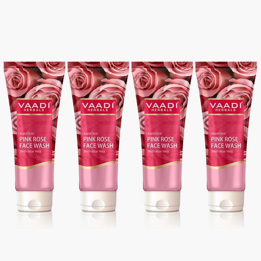 Insta Glow Pink Rose Face wash with Aloe vera extract (4 x 60 ml/2.1 fl oz)