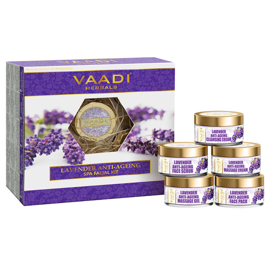 Anti Aging Organic Lavender Facial Kit with Rosemary Extract - Reduce Marks & Spots ( 270 gms/9.6 oz)
